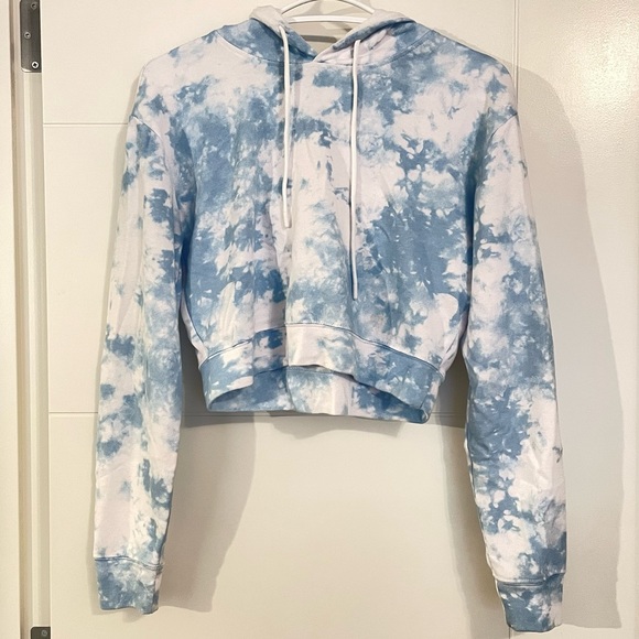 Blue&White Camouflage Patterns Crop Top Hoody. - Picture 1 of 11